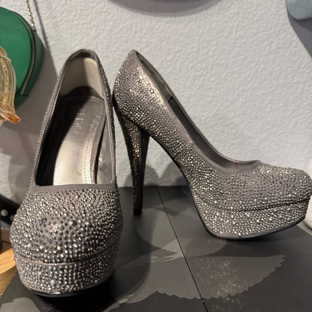 Aldo Silver Rhinestone Heels
